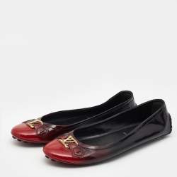 Pre Owned Louis Vuitton Two Tone Patent Leather Oxford Ballet Flats Size 41