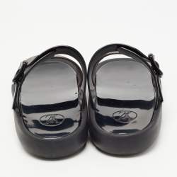Pre Owned Louis Vuitton Brown/Black Coated Canvas and Rubber Sunbath Flat Sandals Size 39