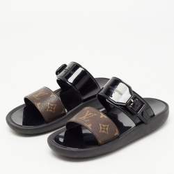 Louis Vuitton Brown/Black Coated Canvas and Rubber Sunbath Flat