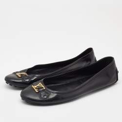 Pre Owned Louis Vuitton Black Patent Leather Oxford Ballet Flats Size 41