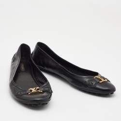 Pre Owned Louis Vuitton Black Patent Leather Oxford Ballet Flats Size 41