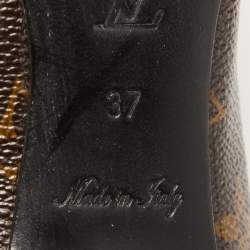Louis Vuitton Brown Monogram Canvas and Patent Cherie Pumps Size 37