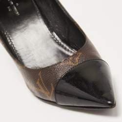 Louis Vuitton Brown Monogram Canvas and Patent Cherie Pumps Size 37