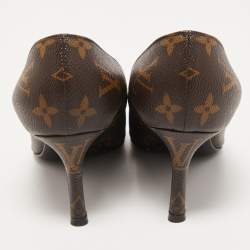 Louis Vuitton Brown Monogram Canvas and Patent Cherie Pumps Size 37