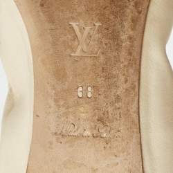 مملوكة مسبقًا Louis Vuitton White Two Tone Leather And Python Cap Toe Scrunch Ballet Flats Size 38