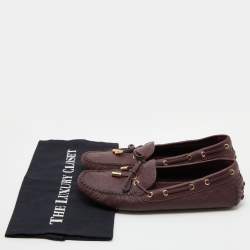 Pre Owned Louis Vuitton Aube Monogram Empreinte Leather Gloria Flat Loafers Size 38