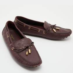 Pre Owned Louis Vuitton Aube Monogram Empreinte Leather Gloria Flat Loafers Size 38