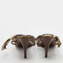 Pre Owned Louis Vuitton Metallic Gold Leather Strappy Sandals Size 42