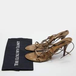 Pre Owned Louis Vuitton Metallic Gold Leather Strappy Sandals Size 42