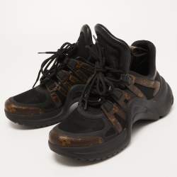 Louis Vuitton Black/Brown Mesh and Monogram Canvas Archlight Sneakers Size 40