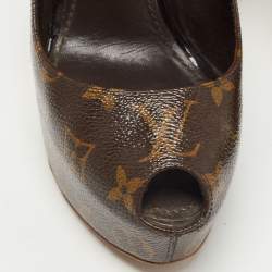 Pre Owned Louis Vuitton Brown Monogram Canvas Ritual Fetish Pumps Size 39