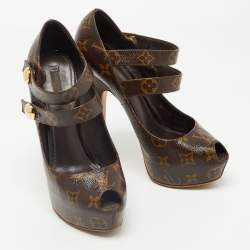 Pre Owned Louis Vuitton Brown Monogram Canvas Ritual Fetish Pumps Size 39