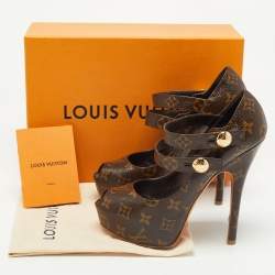 Pre Owned Louis Vuitton Brown Monogram Canvas Ritual Fetish Pumps Size 39