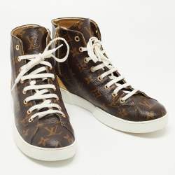 Louis Vuitton Brown Monogram Canvas and Leather Stellar Sneakers Size 39