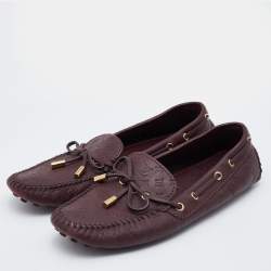 Louis Vuitton Aube Monogram Empreinte Leather Gloria Flat Loafers Size 38  For Sale at 1stDibs