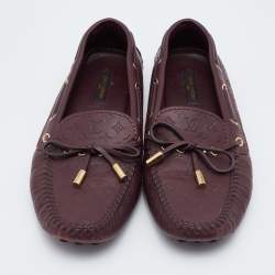 مملوكة مسبقًا Louis Vuitton Aube Monogram Empreinte Leather Gloria Flat Loafers Size 38