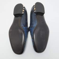 مملوكة مسبقًا Louis Vuitton Blue/Black Python Studded Heel Loafers Size 38
