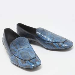 مملوكة مسبقًا Louis Vuitton Blue/Black Python Studded Heel Loafers Size 38