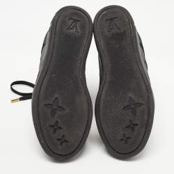 Louis Vuitton Black Leather and Monogram Suede Cliff High Top Sneakers Size 35