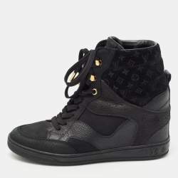Louis Vuitton Knit Fabric Heart Patch High Top Sneakers