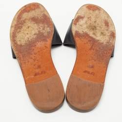 Louis Vuitton Black Leather Lock It Flat Slides Size 39.5