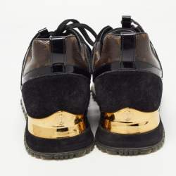 Louis Vuitton Black/Brown Leather, Mesh and Monogram Canvas Run Away Sneakers Size 37.5