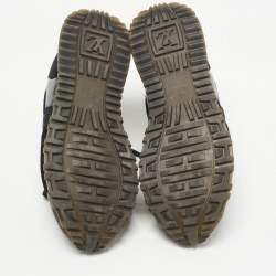 Louis Vuitton Black/Brown Leather, Mesh and Monogram Canvas Run Away Sneakers Size 37.5