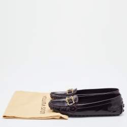 Pre Owned Louis Vuitton Burgundy Patent Leather Oxford Loafers Size 38