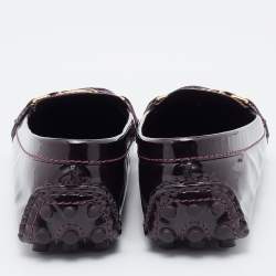 Pre Owned Louis Vuitton Burgundy Patent Leather Oxford Loafers Size 38