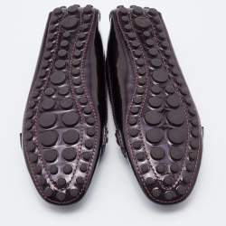 Pre Owned Louis Vuitton Burgundy Patent Leather Oxford Loafers Size 38