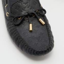 Louis Vuitton Black Monogram Empreinte Leather Gloria Loafers Size 38.5