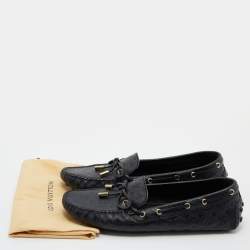 Louis Vuitton Black Monogram Empreinte Leather Gloria Loafers Size 38.5