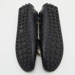 Louis Vuitton Black Monogram Empreinte Leather Gloria Loafers Size 38.5