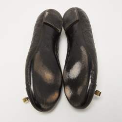 Louis Vuitton Black Monogram Leather Debbie Bow Ballet Flats Size 39