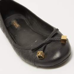 Louis Vuitton Black Monogram Leather Debbie Bow Ballet Flats Size 39