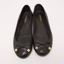 Louis Vuitton Black Monogram Leather Debbie Bow Ballet Flats Size 39