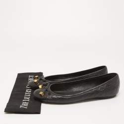Louis Vuitton Black Monogram Leather Debbie Bow Ballet Flats Size 39