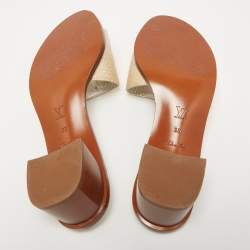 Pre Owned Louis Vuitton Gold Python Lock It Slide Sandals Size 38