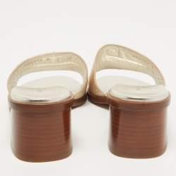 Pre Owned Louis Vuitton Gold Python Lock It Slide Sandals Size 38
