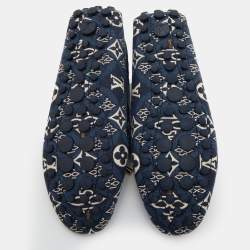 Pre Owned Louis Vuitton Blue Monogram Canvas and Leather 1854 Gloria Loafers Size 36