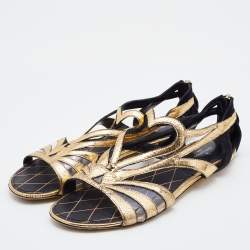 Pre Owned صندل فلات لوي فيتون جلد لامع متعدد اللوان بسيور مقاس 39