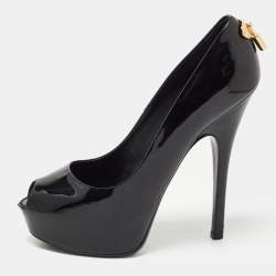 Louis Vuitton Black Satin Runway Jewel Heels Size 9.5 - Yoogi's Closet