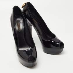 مملوكة مسبقًا Louis Vuitton Black Patent Leather Oh Really! Platform Peep Toe Pumps Size 39.5