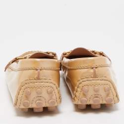 Pre Owned Louis Vuitton Beige Patent Oxford Flats Size 37