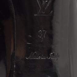 Louis Vuitton Black Patent Leather Madeleine Logo Block Heel Pumps Size 37