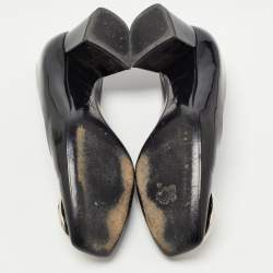 Louis Vuitton Black Patent Leather Madeleine Logo Block Heel Pumps Size 37