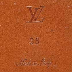 Louis Vuitton Brown Leather Lock It  Flat Slides Size 36