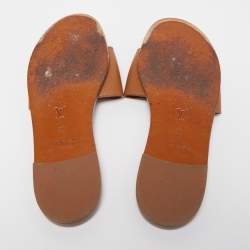 Louis Vuitton Brown Leather Lock It  Flat Slides Size 36