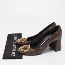 Pre Owned Louis Vuitton Brown Monogram Canvas Madeleine Pumps Size 39