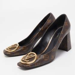 Pre Owned Louis Vuitton Brown Monogram Canvas Madeleine Pumps Size 39